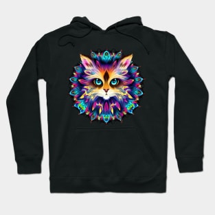 Mandala with cute furry Cat portrait - a02 Hoodie